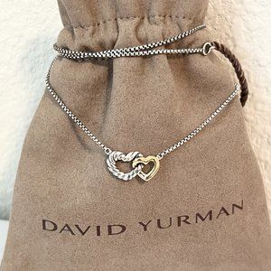 David Yurman Double Heart Cable 18K Gold & Sterling Silver 18" Necklace